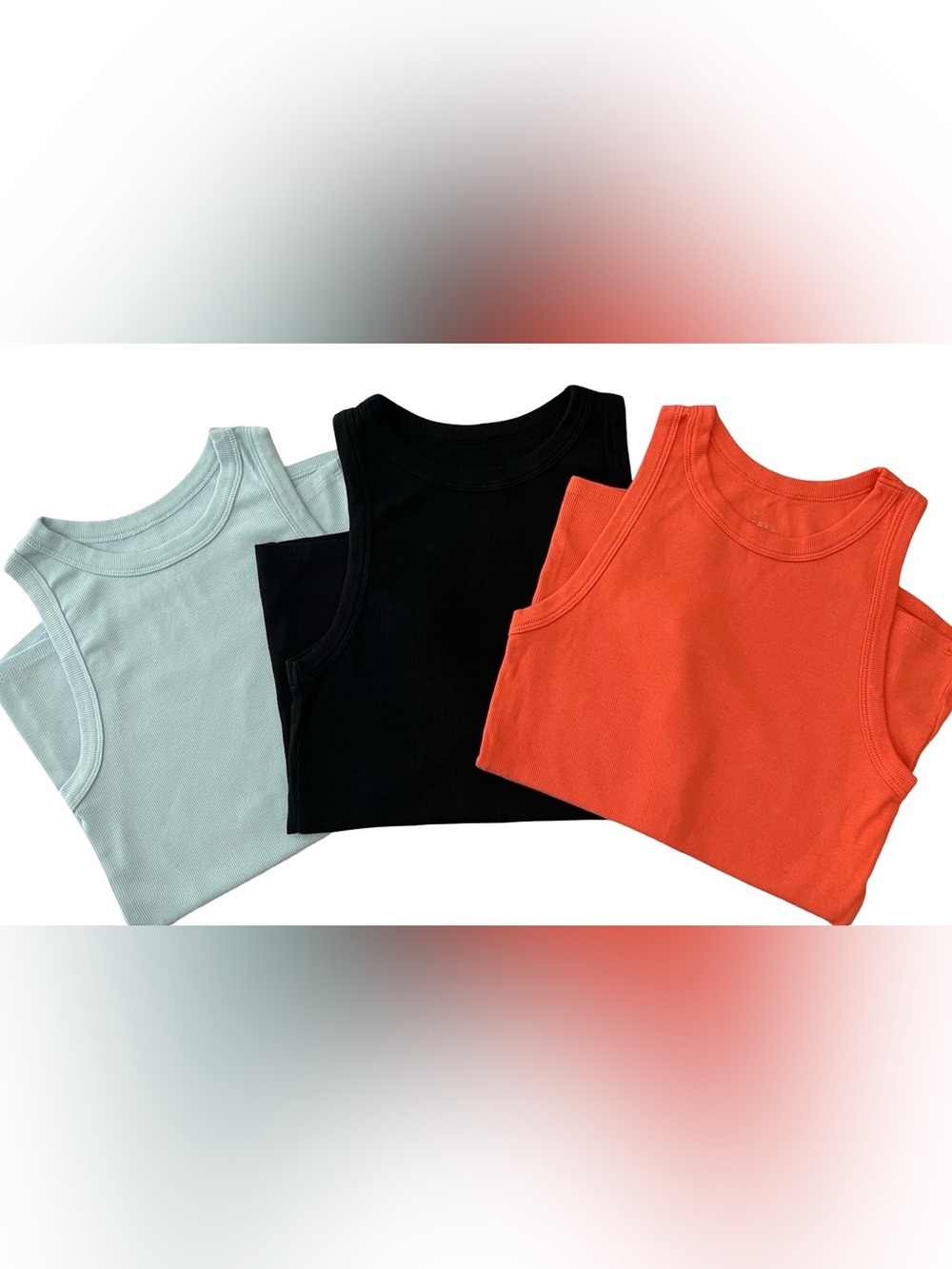 a new day Ribbed Tank Tops - Light Blue, Black & Orange